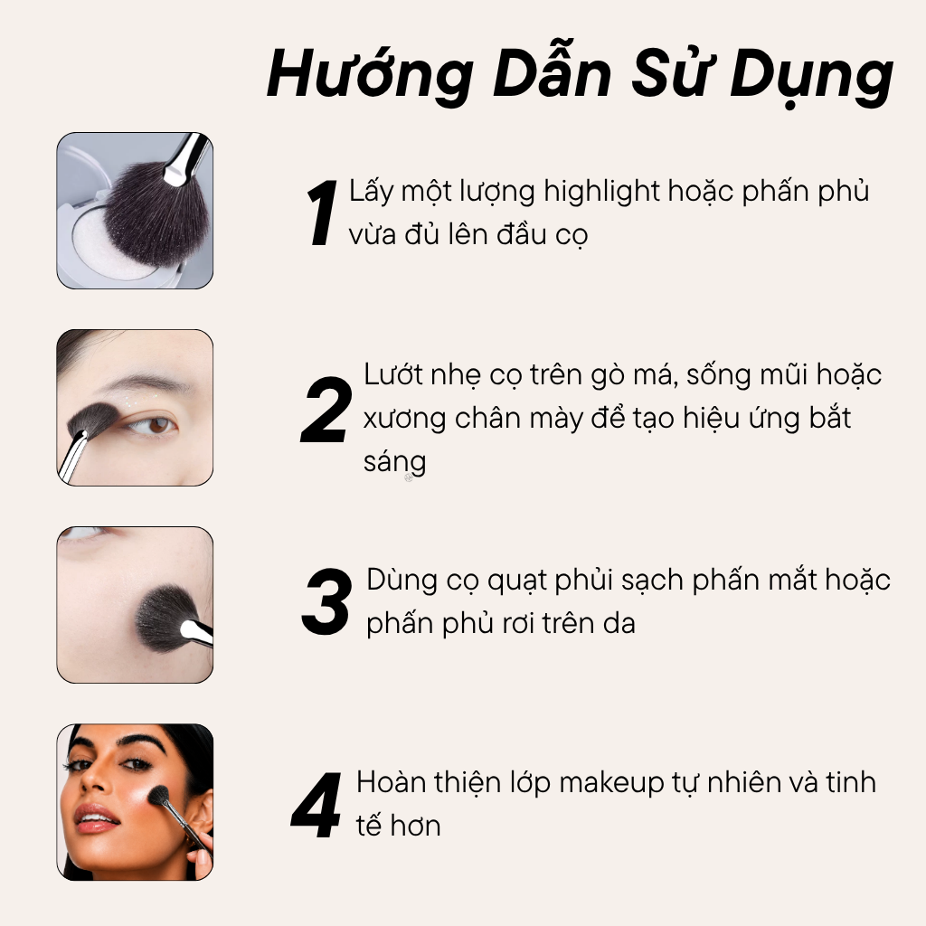 Cọ Quạt Highlight Và Má Hồng Lông Mềm BH Cosmetics Fan Highlighter Brush BH519
